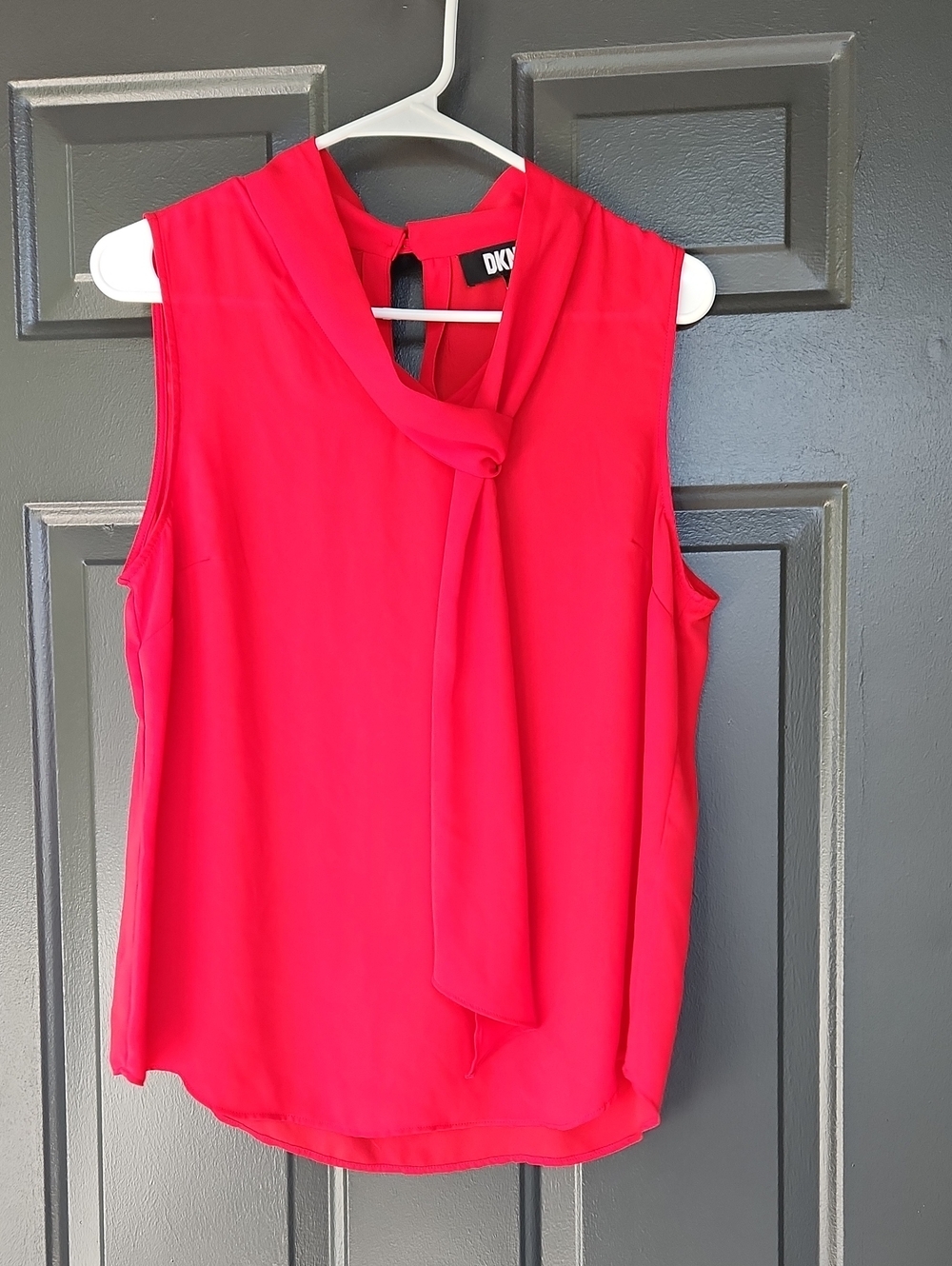 DKNY Red Sleeveless Tie-Neck Camisole